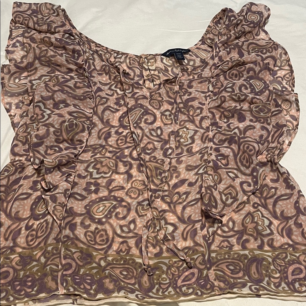American Eagle Outfitters Paisley Blouse in Brown and Tan